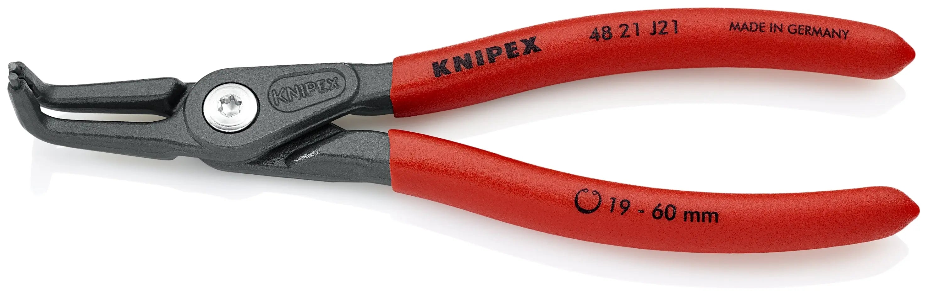 Knipex 48 21 J41 KN | Precision Circlip Pliers, Internal, 90 degree Angled, 3 11/32"-5 1/2" Bore Dia. Knipex