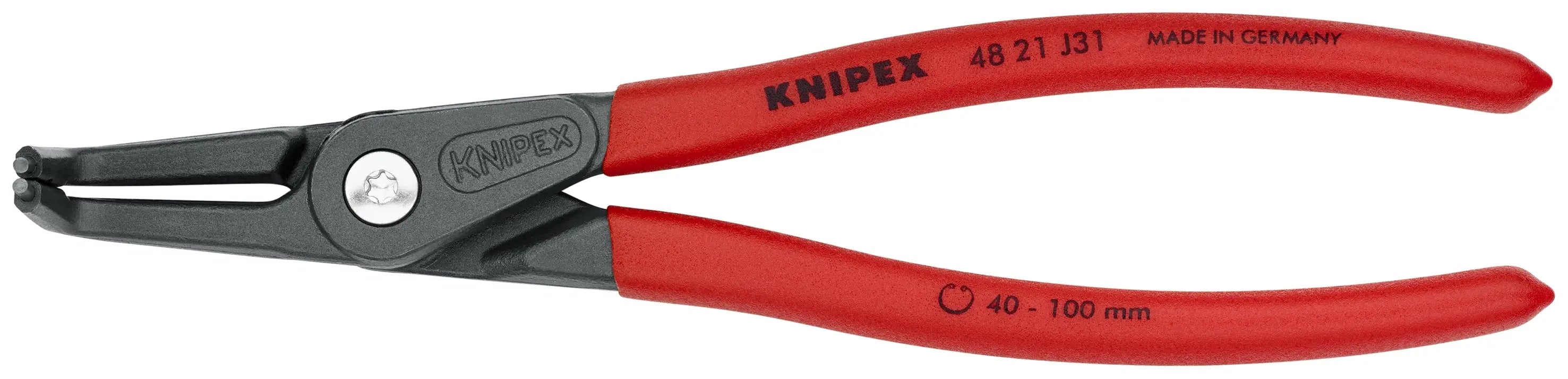 Knipex 48 21 J31 SBA KN | Precision Circlip Pliers, Internal, 90 degree Angled, 1 37/64"-3 15/16" Bore Dia. Knipex