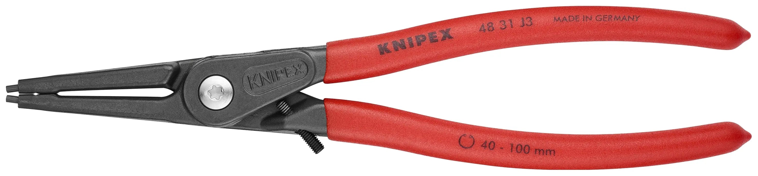 Knipex 48 31 J3 KN | Precision Circlip Pliers, Limiter, Internal, Straight, 1 37/64"-3 15-16" Bore Dia. Knipex