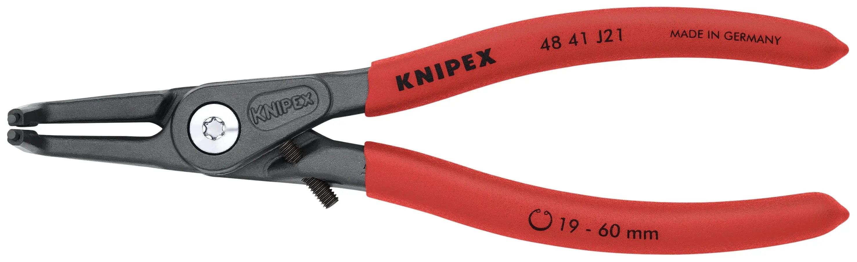 Knipex 48 41 J21 KN | Precision Circlip Pliers, Limiter, Internal, 90 degree Angled, 3/4"-2 3/64" Bore Dia. Knipex