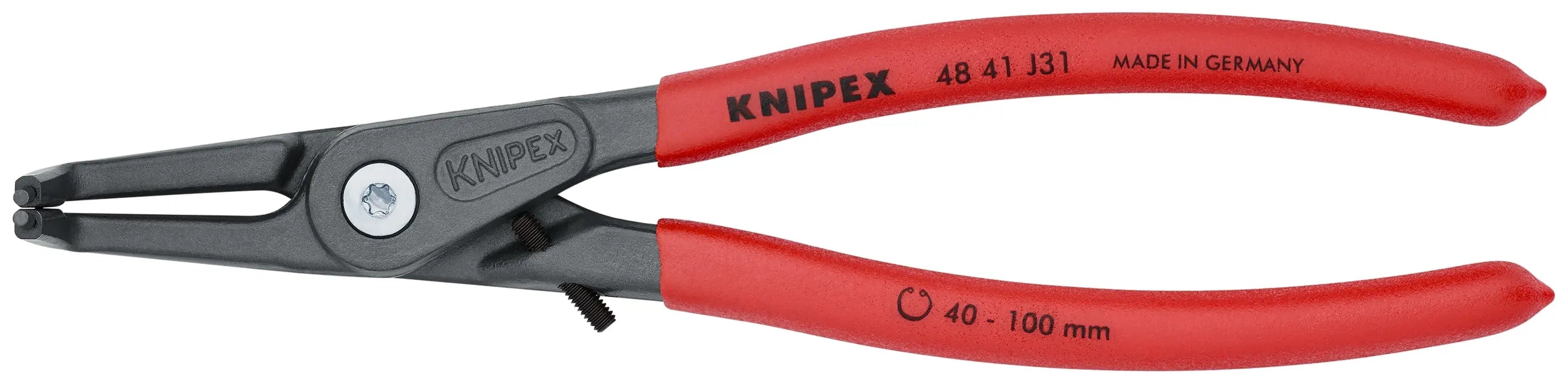 Knipex 48 41 J31 KN | Precision Circlip Pliers, Limiter, Internal, 90 degree Angled, 1 37/64"-3 15/16" Bore Dia. Knipex