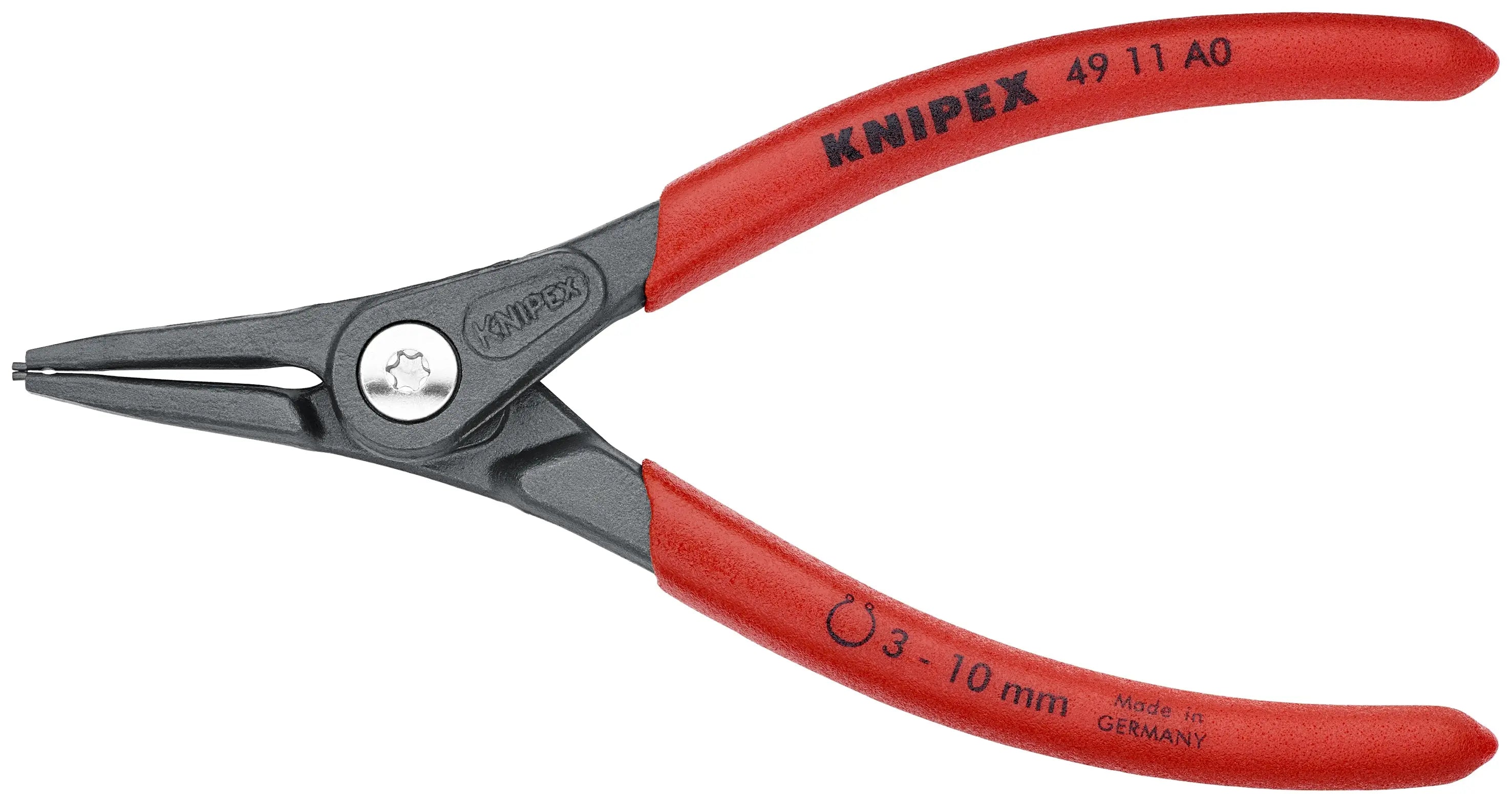 Knipex 49 11 A0 KN | Precision Circlip Pliers, External, Straight, 1/8"-25/64" Shaft Dia. Knipex