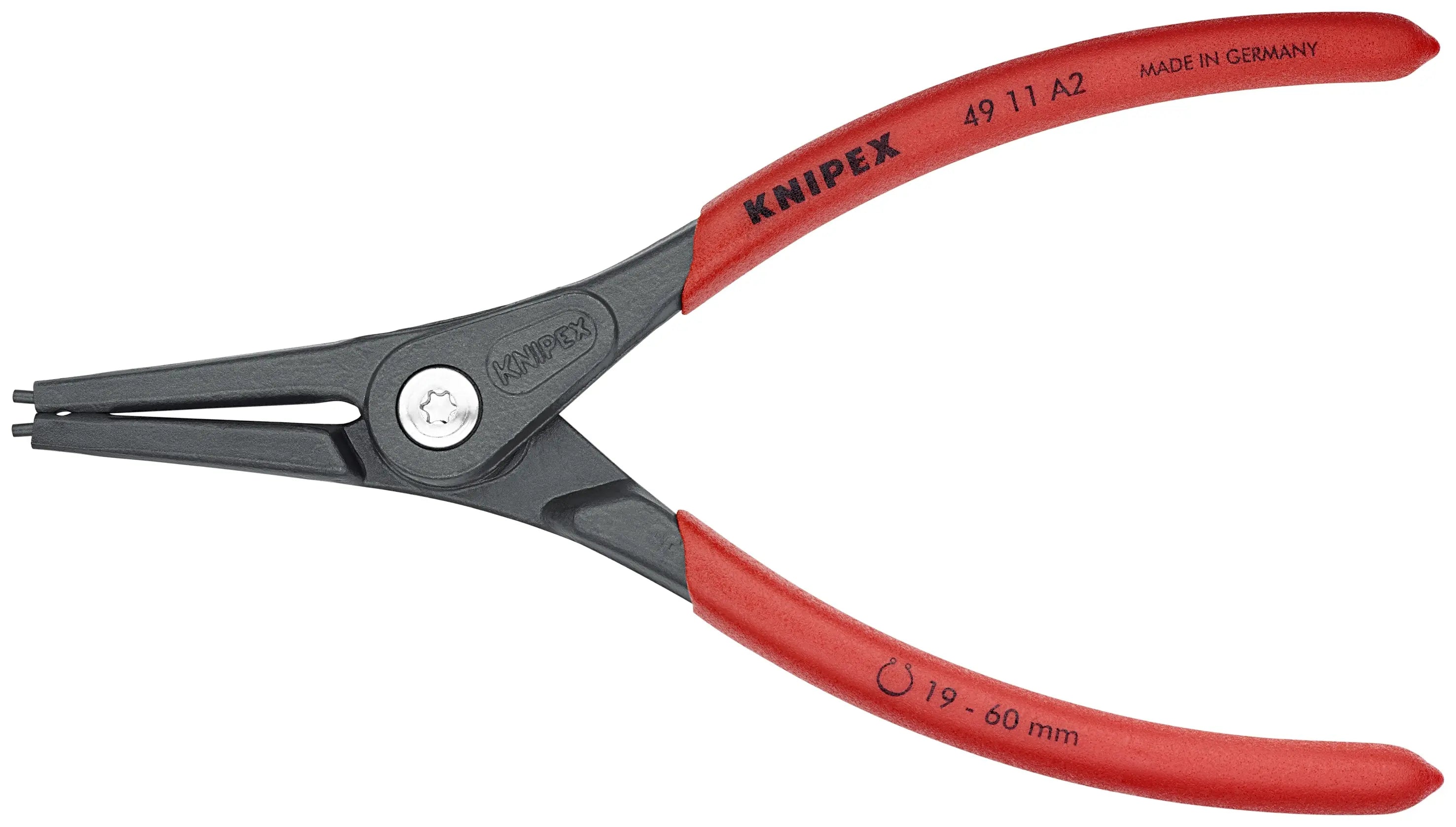 Knipex 49 11 A2 SBA KN | Precision Circlip Pliers, External, Straight, 3/4-2 23/64" Shaft Dia. Knipex
