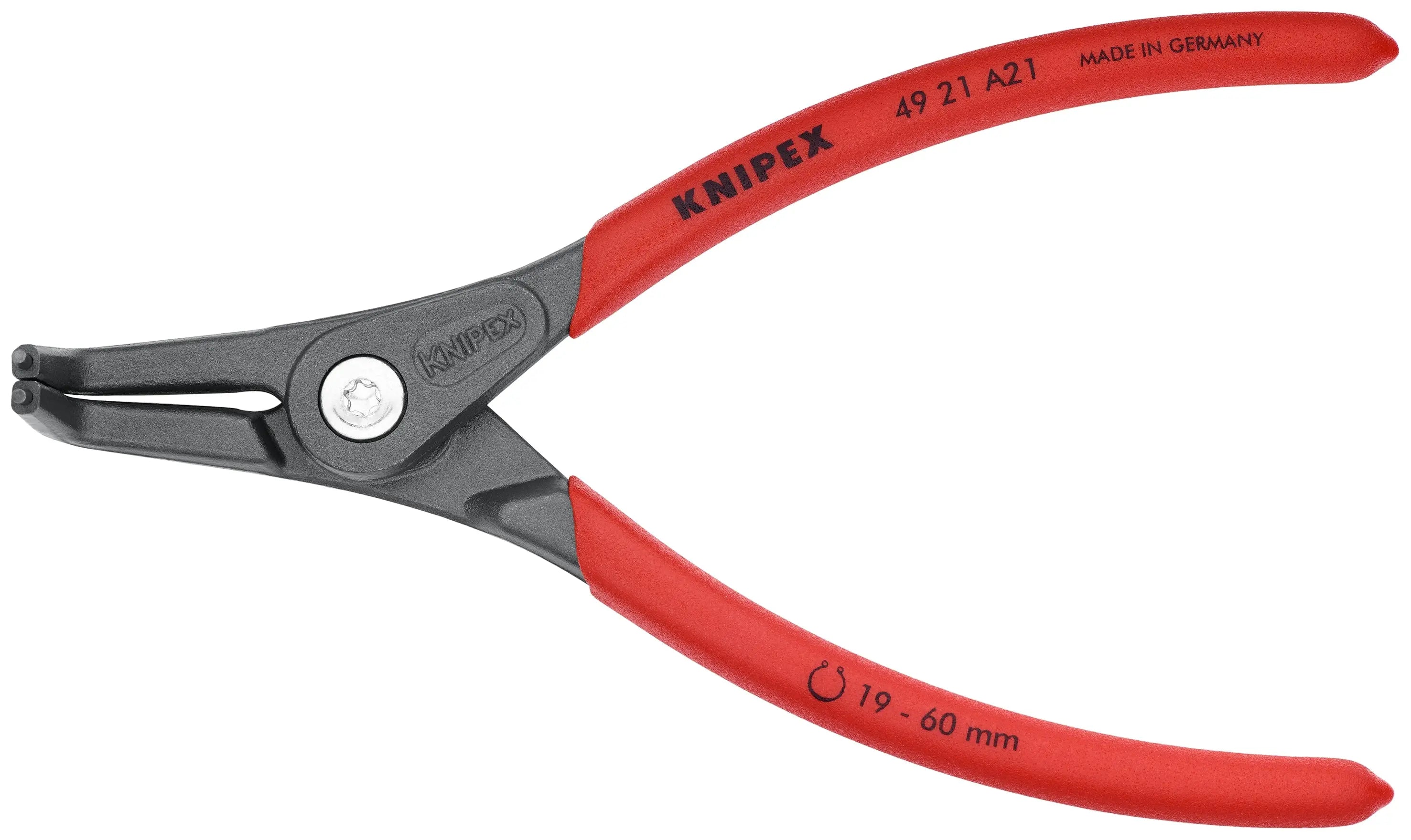 Knipex 49 21 A21 KN | Precision Circlip Pliers, External, 90 degree Angled, 3/4"-2 23/64" Shaft Dia. Knipex