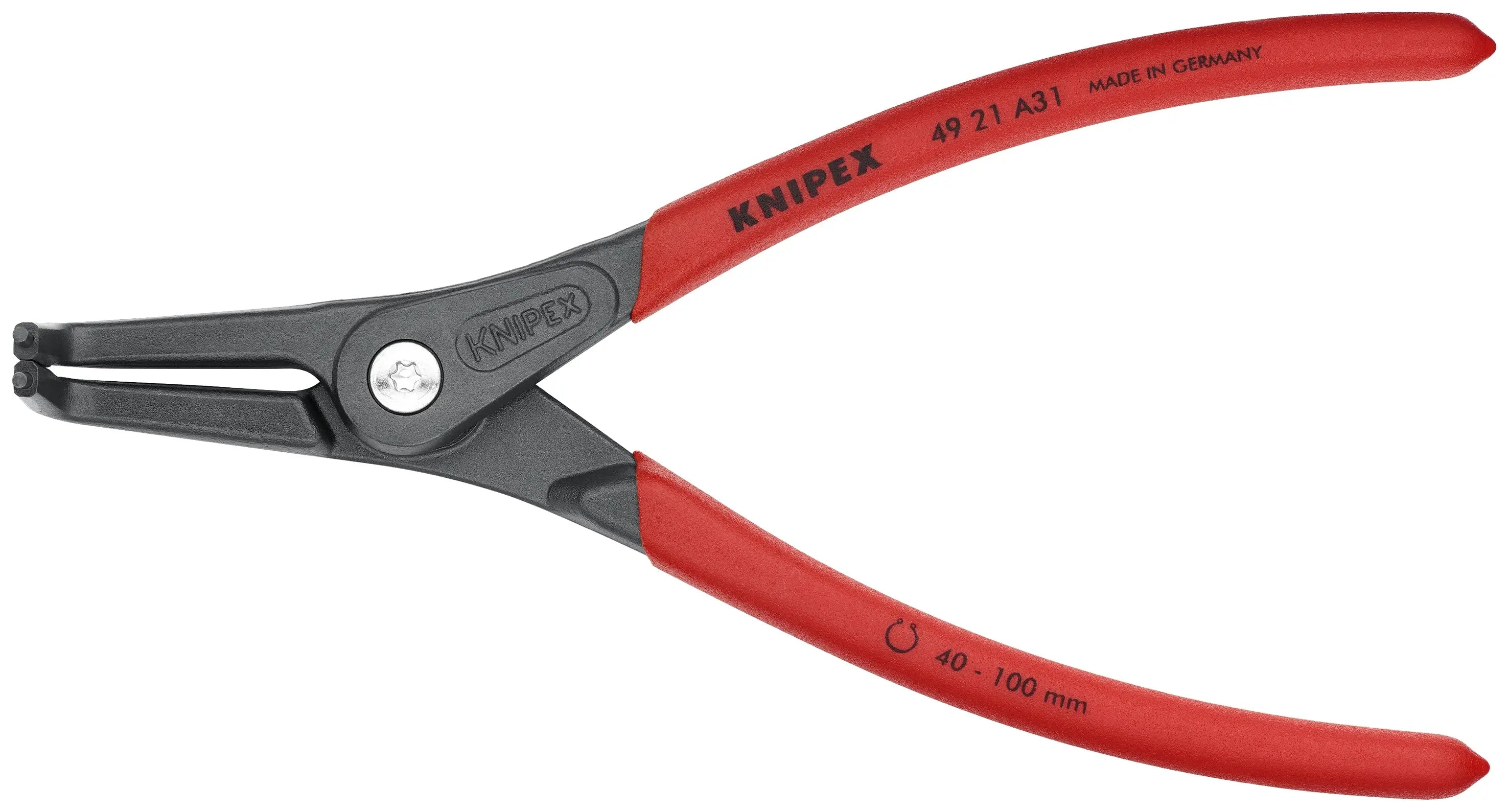Knipex 49 21 A31 KN | Precision Circlip Pliers, External, 90 degree Angled, 1 37/64"-3 15/16" Shaft Dia. Knipex