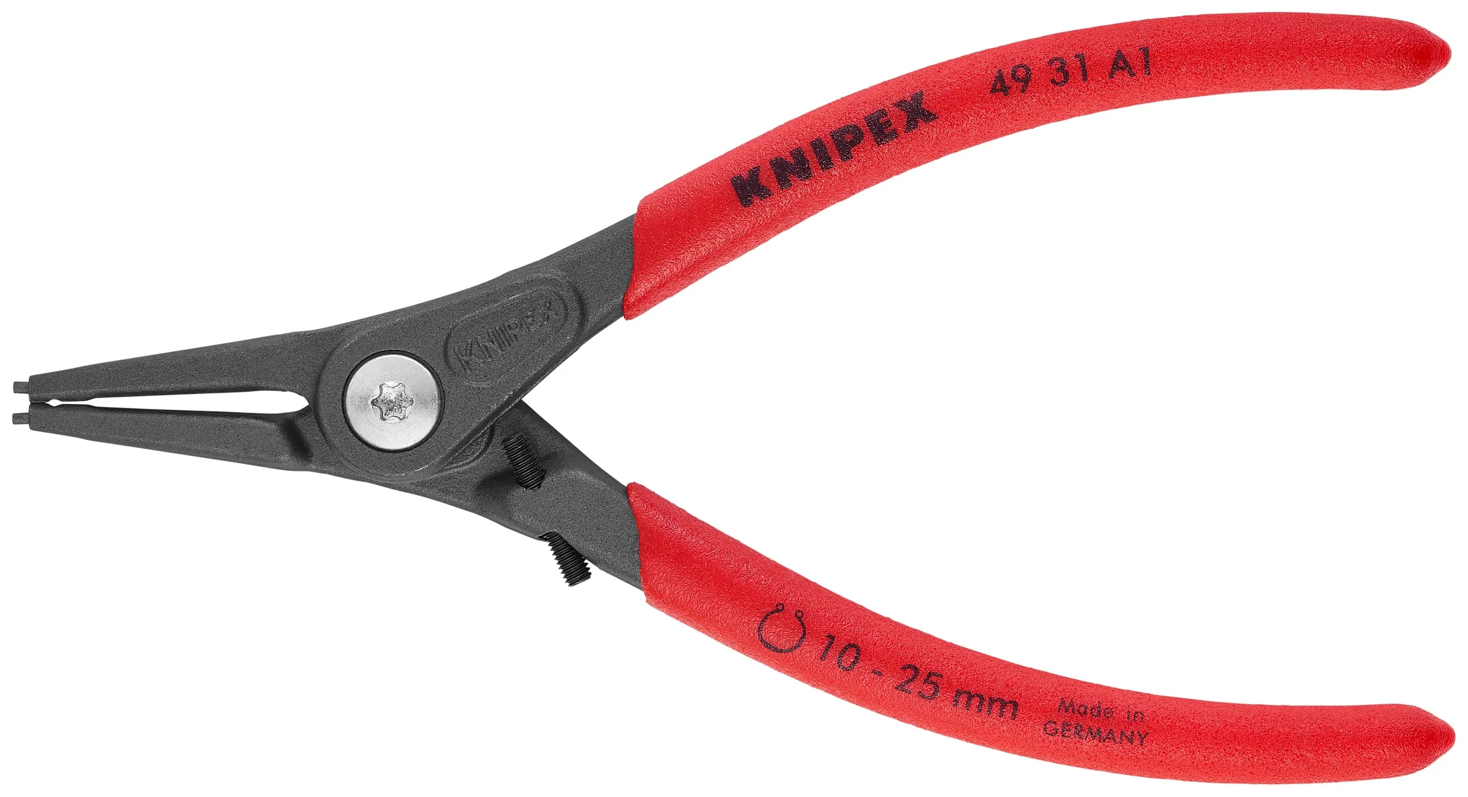 Knipex 49 31 A1 KN | Precision Circlip Pliers, Limiter, External, Straight, 25/64"-1" Shaft Dia. Knipex