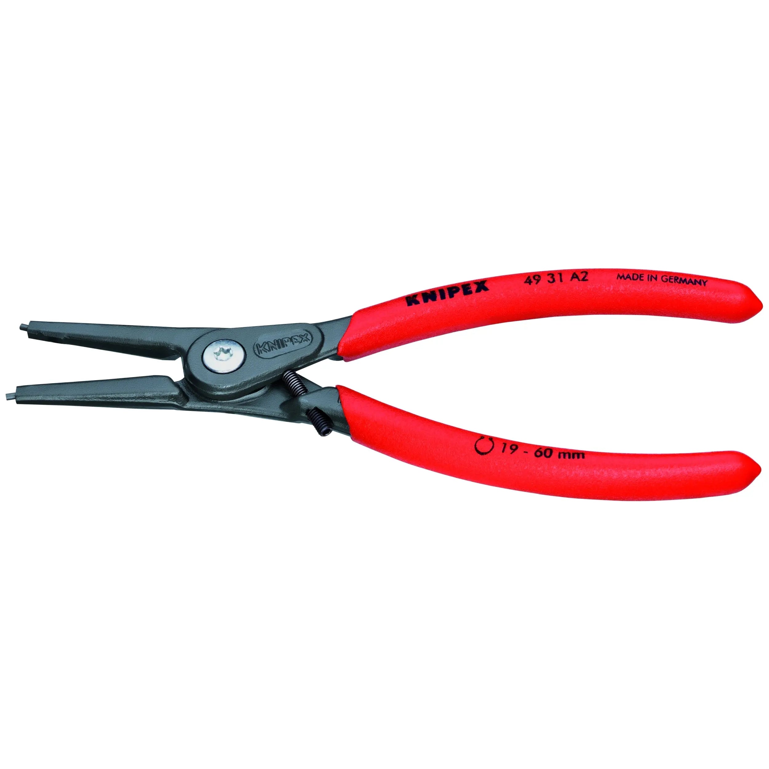 Knipex 49 31 A2 KN | Precision Circlip Pliers, Limiter, External, Straight, 3/4"-2 23/64" Shaft Dia. Knipex