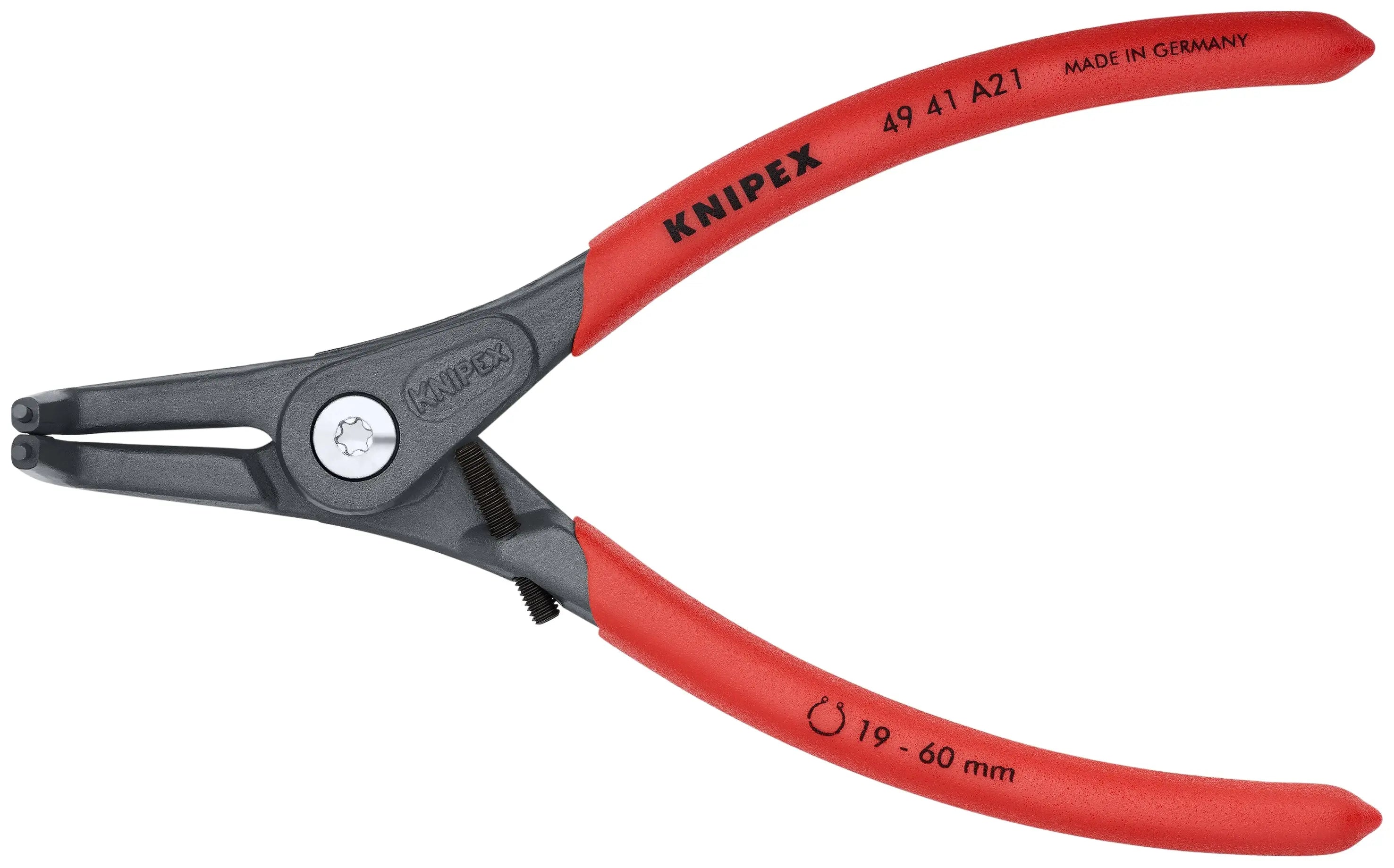 Knipex 49 41 A21 KN | Precision Circlip Pliers, Limiter, External, 90 degree Angled, 3/4"-2 23/64" Shaft Dia. Knipex