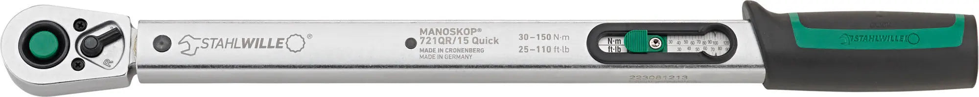 Stahlwille MANOSKOP Standard Torque Wrench with Fixed QuickRelease Ratchet, Size 15 - ST 50204115 Stahlwille