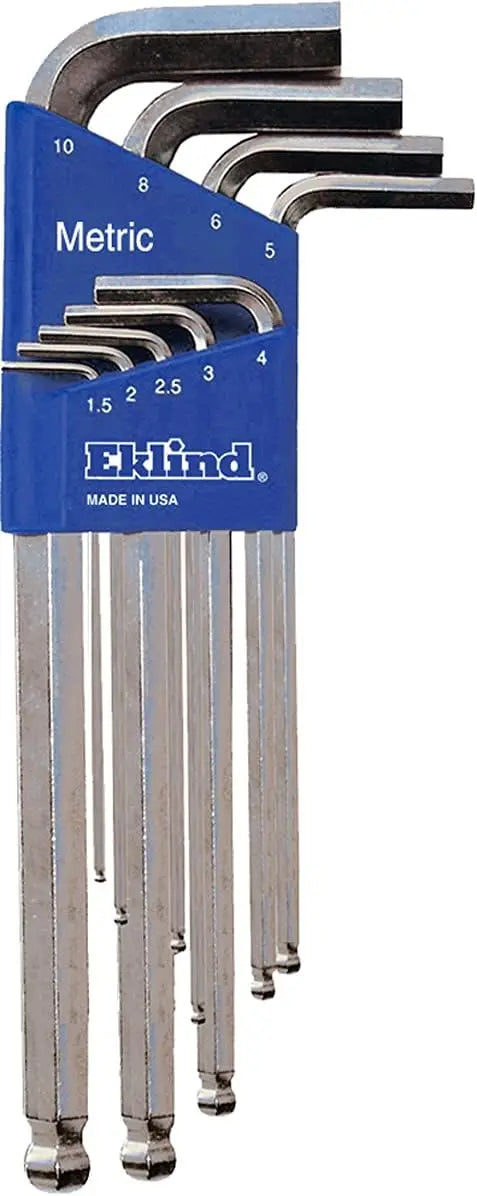 Eklind Set of 9 Bright Ball End Long Hexagon L-Key with Holder - EK 13709 Hexagon L-Key Set Eklind