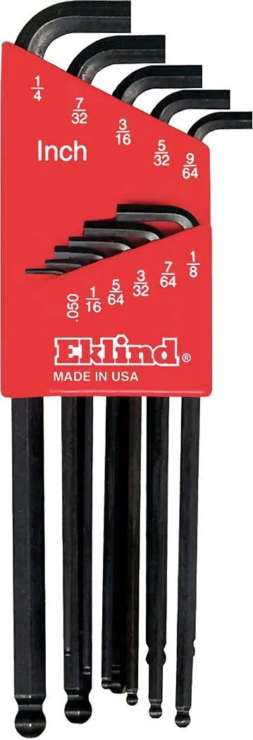 Eklind Set of 11 Long Stubby Ball End Hexagon L-Key 0.05 - 1/4 in with Holder - EK 13111 Hexagon L-Key Set Eklind