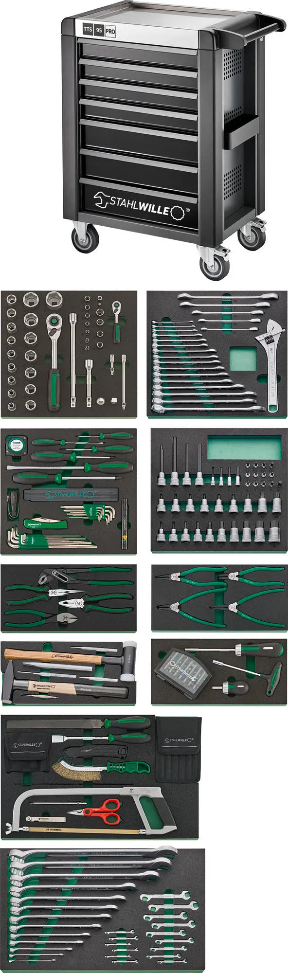 Stahlwille Set of 250 Assortment Tools with Tool Trolley, 823mm Width - ST 98830193 Stahlwille