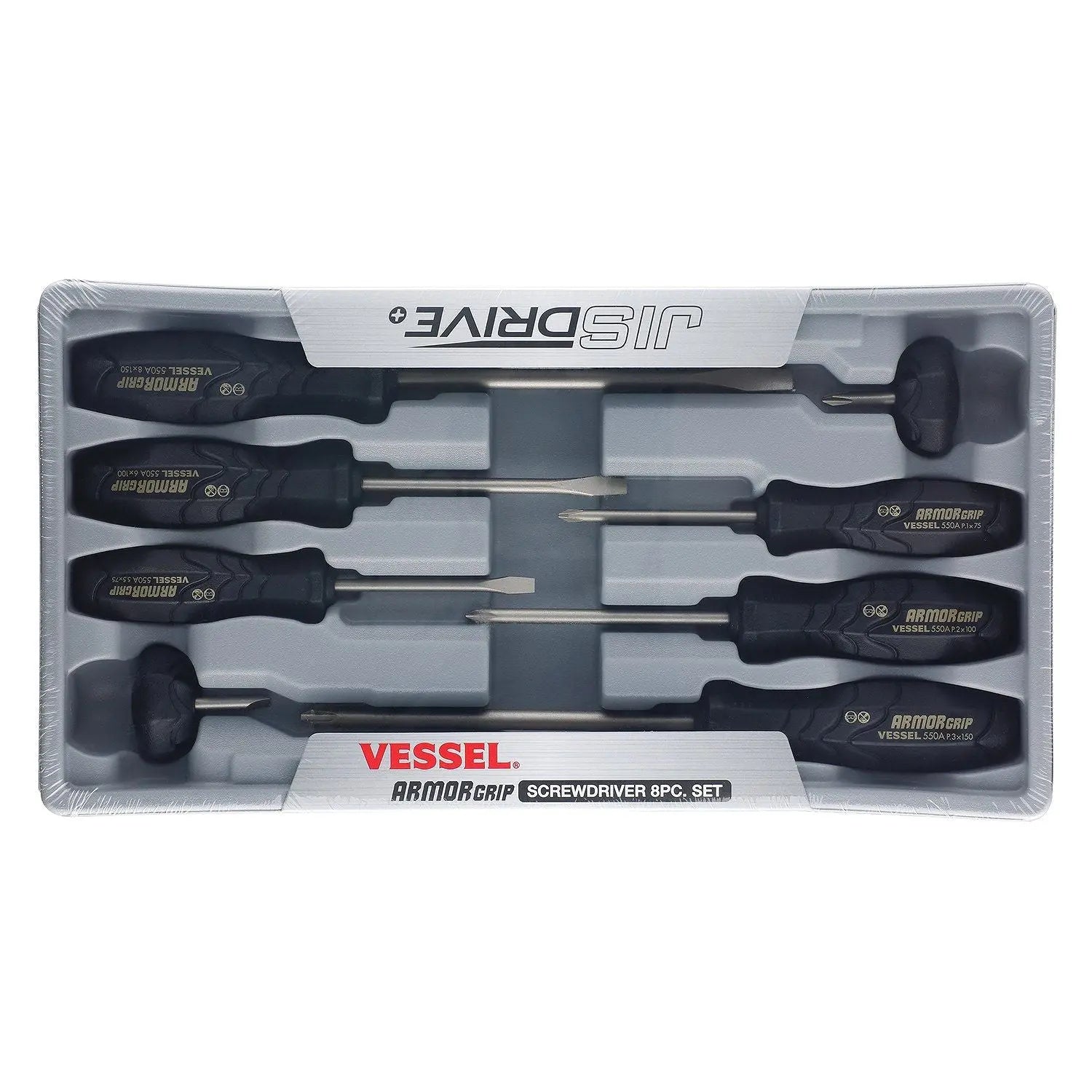 Vessel Tools Set of 8 Armor Grip Screwdriver - VL 550A8PTU Vessel Tools