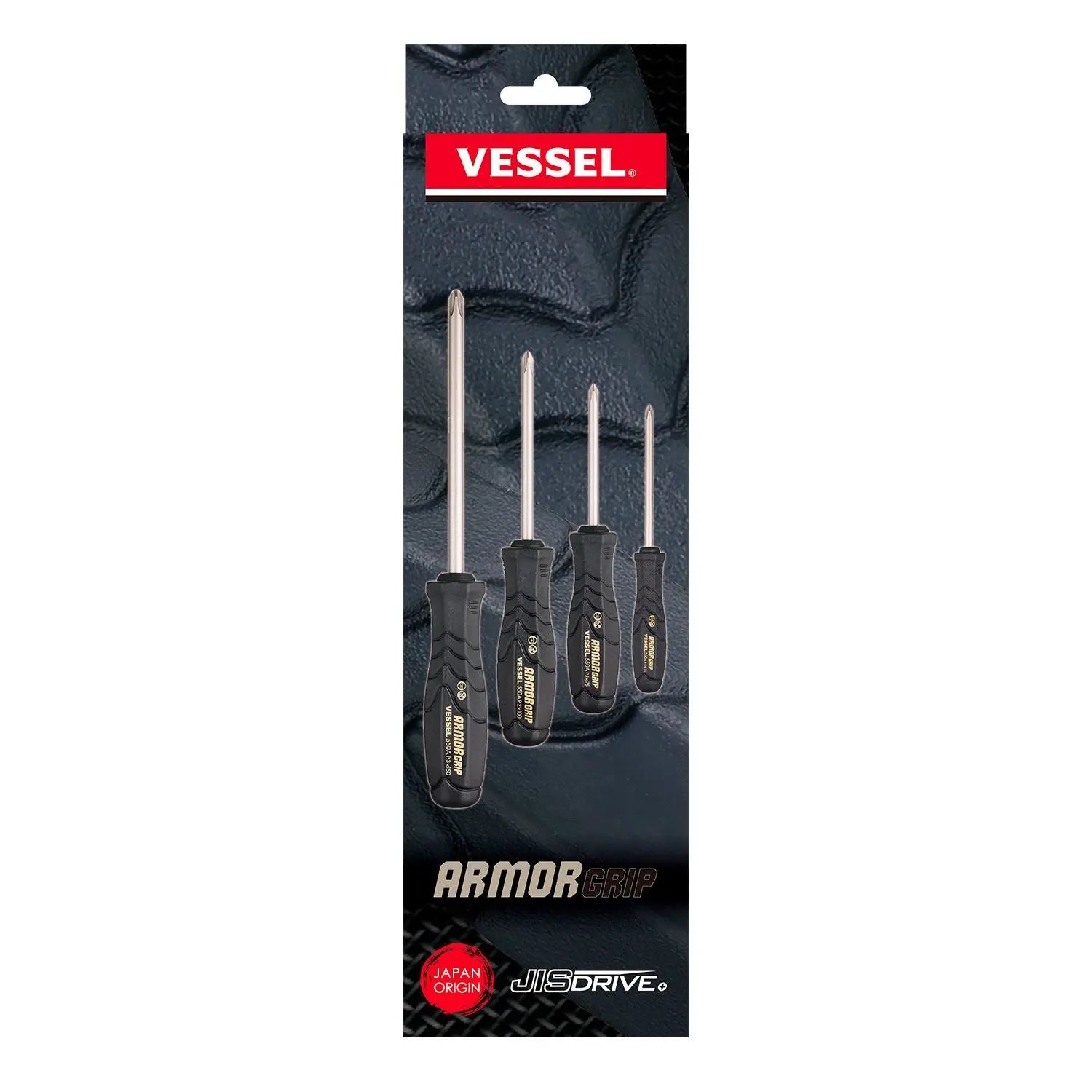 Vessel Tools Set of 4 Armor Grip Screwdriver - VL 550APH4PBU Vessel Tools