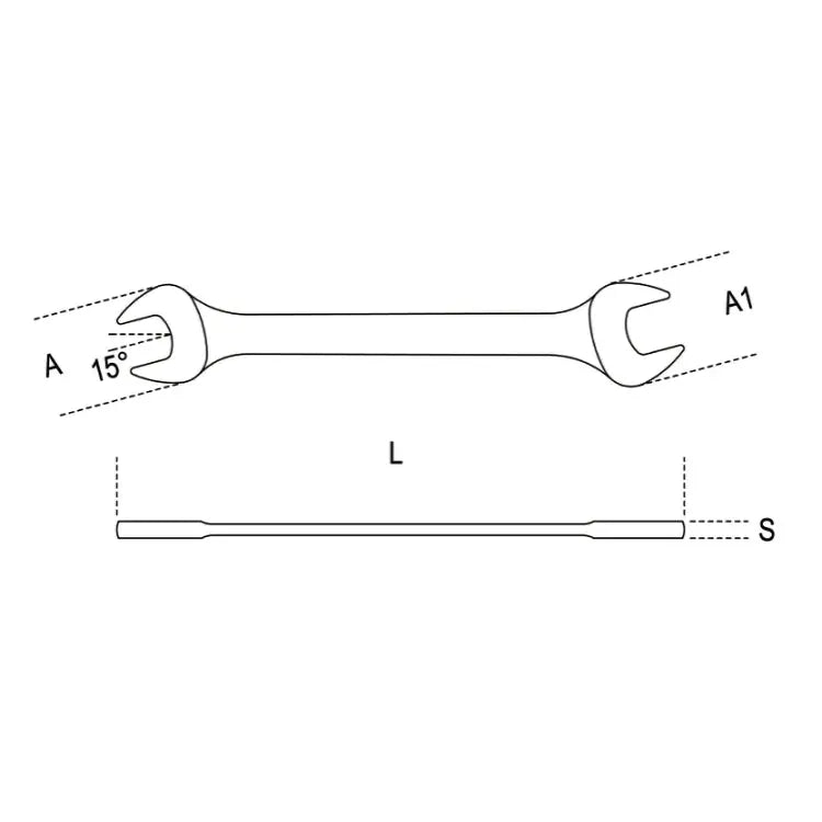 Beta Tools (Article# 55AS 3/8X7/16) 3/8 x 7/16 Double End, Open End Wrench, Matte Chrome - BT 550215 Beta Tools