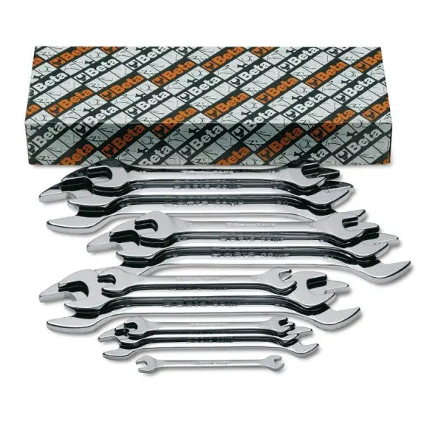 Beta Tools (Article# 55MP/S8) Set of 8 Double End, Open End Wrenches, Bright Chrome-Plated - BT 550650 Beta Tools