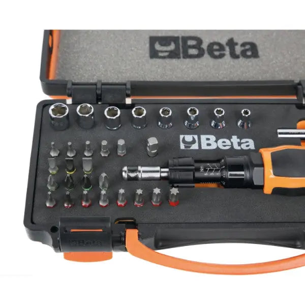 Beta Tools (Article# 584/C31) Set of 1 Torque Screwdriver, 8 Hi-Torque Hexagon Nut Spinners, 20 Bits and 2 Accessories Assortment Tools - BT 005840931 