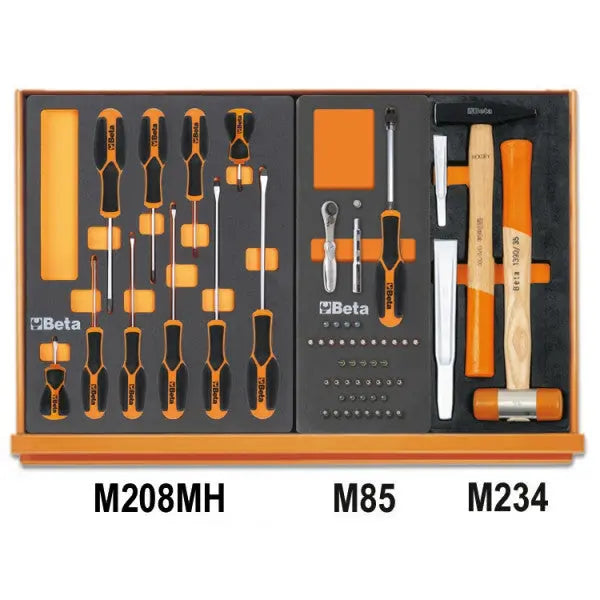 Beta Tools (Article# 5904VG/2M) Set of 170 Assortment Tools for Car Repairs with EVA Foam Trays - BT 059041198 