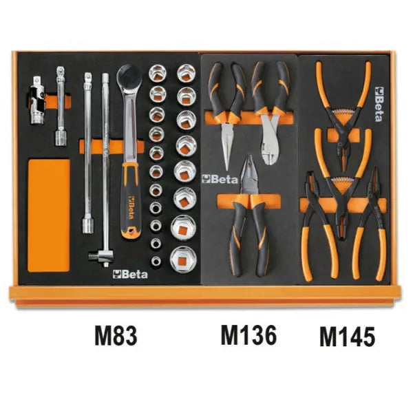 Beta Tools (Article# 5904VG/2M) Set of 170 Assortment Tools for Car Repairs with EVA Foam Trays - BT 059041198 