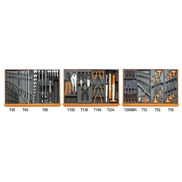 Beta Tools (Article# 5904VG/2T) Set of 99 Assortment Tools for Car Repairs with ABS Thermoformed Trays - BT 059041191 