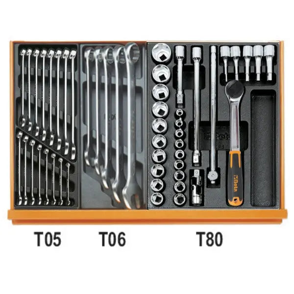 Beta Tools (Article# 5904VG/2T) Set of 99 Assortment Tools for Car Repairs with ABS Thermoformed Trays - BT 059041191 