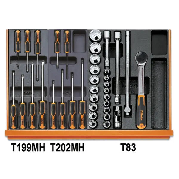 Beta Tools (Article# 5904VG/3T) Set of 102 Assortment Tools for Car Repairs with ABS Thermoformed Trays - BT 059041510 