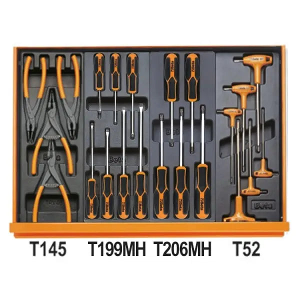 Beta Tools (Article# 5904VG/5T) Set of 153 Assortment Tools for Car Repairs with ABS Thermoformed Trays - BT 059041196 
