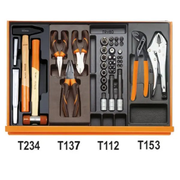 Beta Tools (Article# 5904VG/5T) Set of 153 Assortment Tools for Car Repairs with ABS Thermoformed Trays - BT 059041196 
