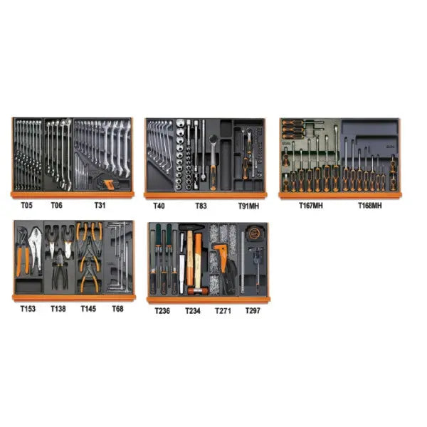 Beta Tools (Article# 5904VI/2T) Set of 152 Assortment Tools for Industrial Maintenance with ABS Thermoformed Trays - BT 059041164 