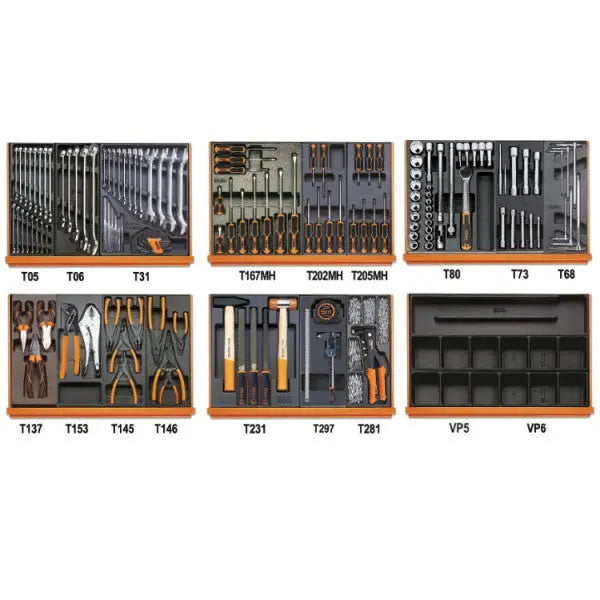 Beta Tools (Article# 5904VI/3T) Set of 144 Assortment Tools for Industrial Maintenance with ABS Thermoformed Trays - BT 059041168 