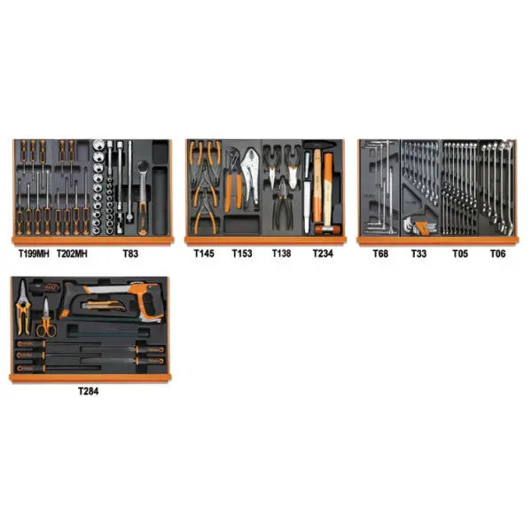 Beta Tools (Article# 5904VU/2T) Set of 104 Assortment Tools for Universal Use with ABS Thermoformed Trays - BT 059041070 