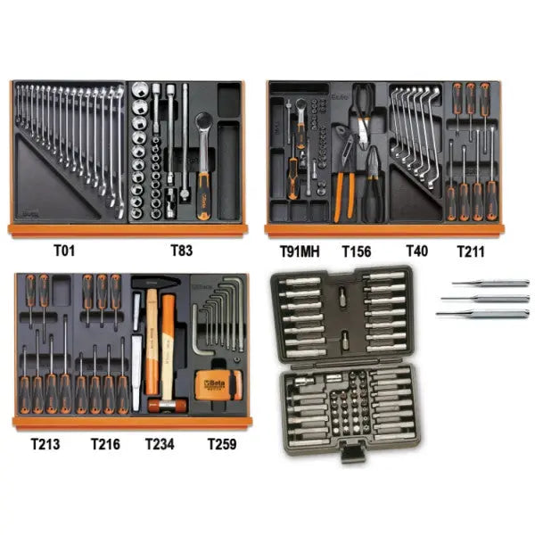 Beta Tools (Article# 5904VU/4T) Set of 197 Assortment Tools for Universal Use with ABS Thermoformed Trays - BT 059241100 