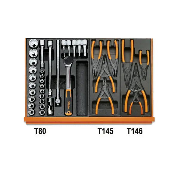 Beta Tools (Article# 5908VG/2T) Set of 193 Assortment Tools for Car Repairs with ABS Thermoformed Trays - BT 059081017 