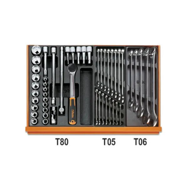 Beta Tools (Article# 5908VI/2T) Set of 232 Assortment Tools for Industrial Maintenance with ABS Thermoformed Trays - BT 059081105 