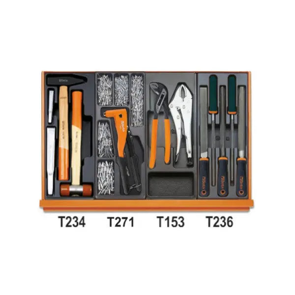 Beta Tools (Article# 5908VI/2T) Set of 232 Assortment Tools for Industrial Maintenance with ABS Thermoformed Trays - BT 059081105 