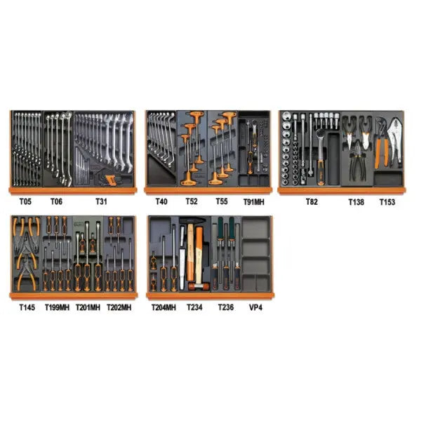 Beta Tools (Article# 5908VU/2T) Set of 161 Assortment Tools for Universal Use with ABS Thermoformed Trays - BT 059081136 