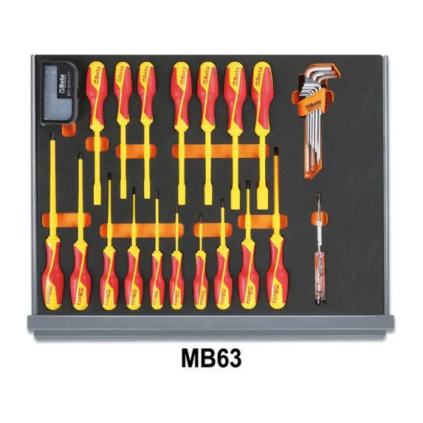 Beta Tools (Article# 5935ET/1MB) Set of 94 Assortment Tools for Electrotechnical Maintenance with EVA Foam Trays - BT 059351332 