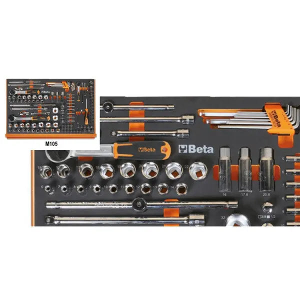 Beta Tools (Article# 5988L/4M) Set of 273 Assortment Tools for Car Repairs with EVA Foam Trays - BT 059881088 