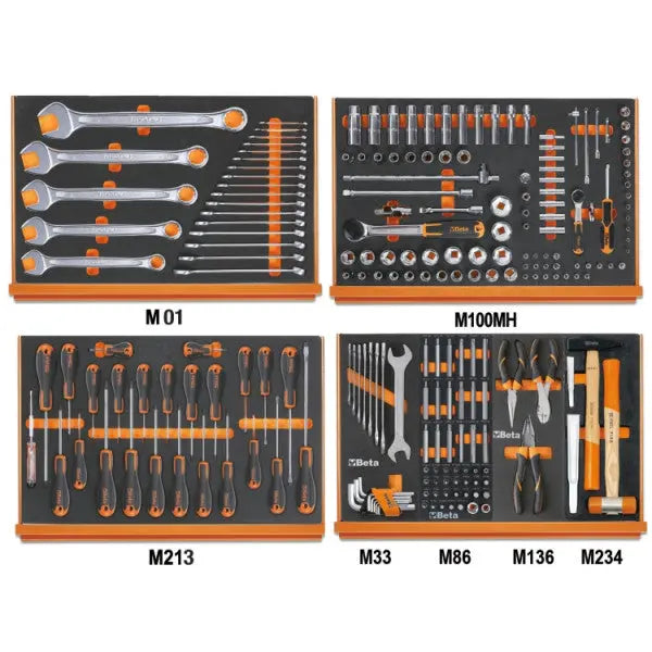 Beta Tools (Article# 5988U/7M) Set of 215 Assortment Tools for Universal Use with EVA Foam Trays - BT 059881019 