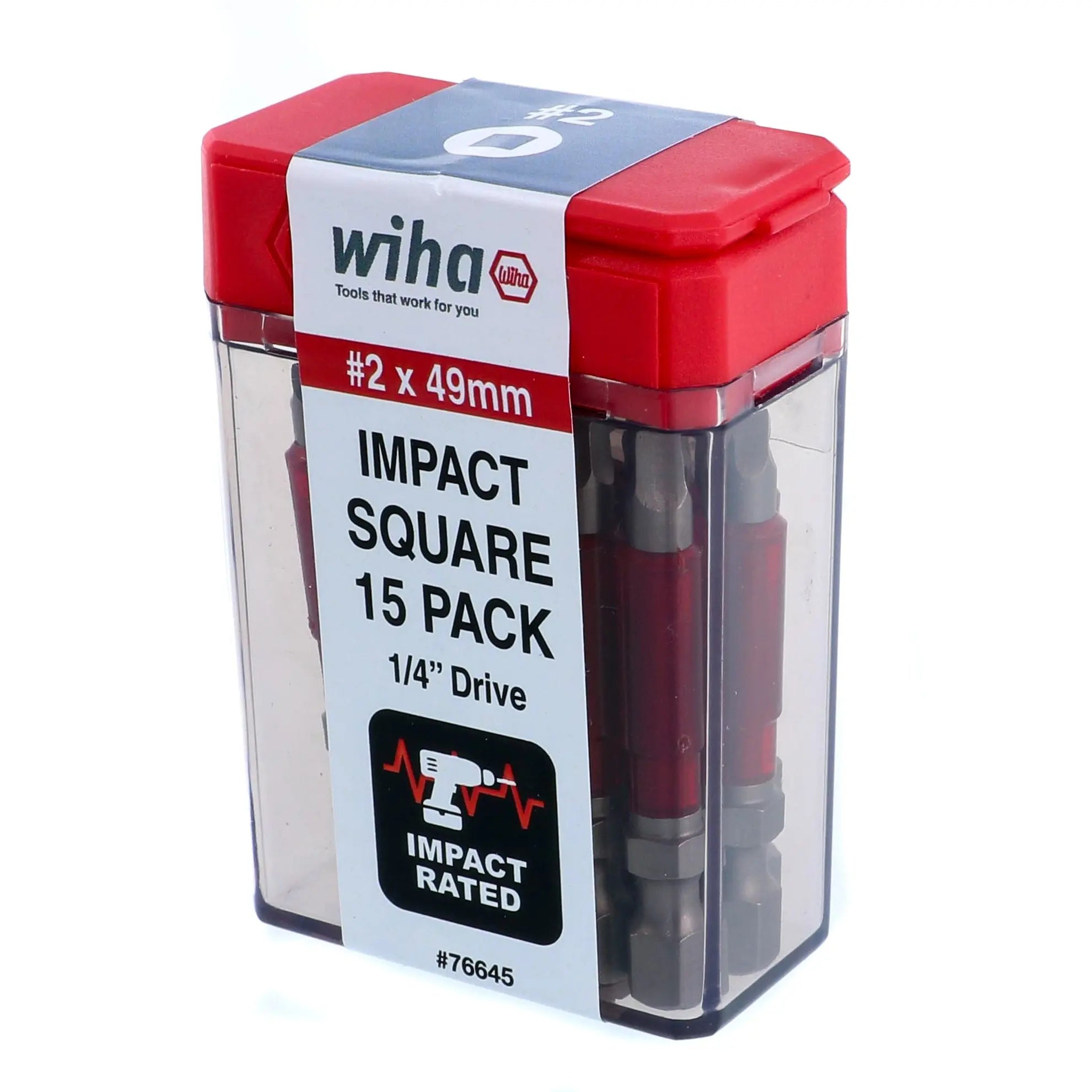 Wiha 76645, Impact Power Bit Square #2 - 15 Pc. Wiha