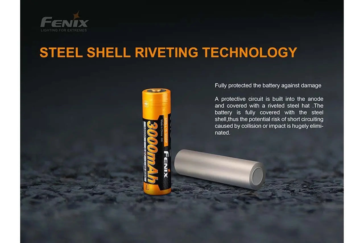 Fenix 18650 Rechargeable Battery, 3000mAh - F FX-ARBL183000P Fenix