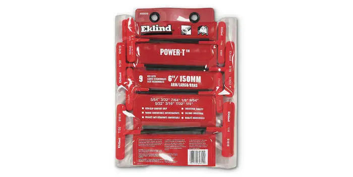 Wright Tool Set of 9 Fractional Molded Grip T-Handle with Vinyl Pouch, 5/64 in - 1/4 in, 6 in Long - WT 9E60609