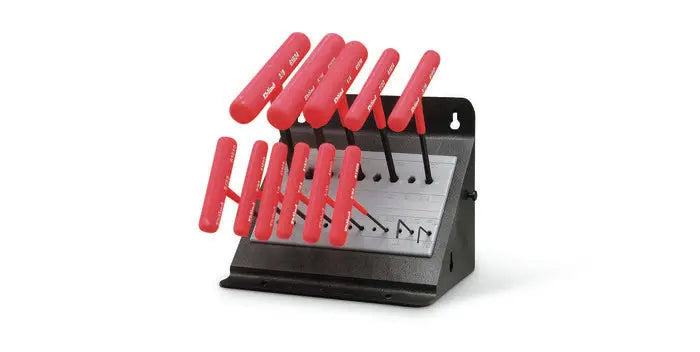 Wright Tool Set of 13 Fractional Ball Driver Molded Grip T-Handle with Plastic Stand, 0.050 in - 3/8 in, 6 in Long - WT 9E60614