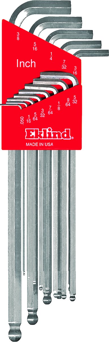 Eklind Set of 22 Bright Ball End Extra Long Hexagon L-Key Combo Pack with Plastic Index - EK 17322 Hexagon L-Key Combo