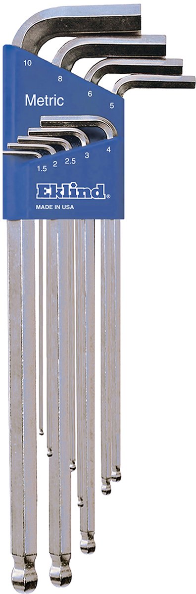 Eklind Set of 22 Bright Ball End Extra Long Hexagon L-Key Combo Pack with Plastic Index - EK 17322 Hexagon L-Key Combo