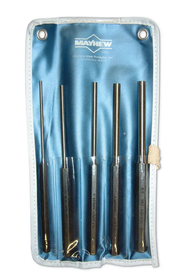 Wright Tool Set of 5 Extra Long Pin Punch with Pouch, 1/8 in - 3/8 in - WT 9M62065