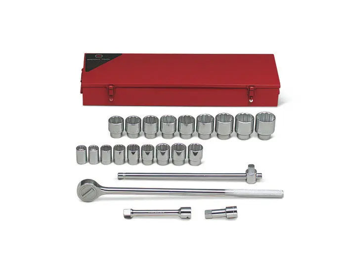 Wright Tool 22 Piece 3/4 in Drive 12-Point Metal Boxed Standard SAE Socket Set, 7/8 - 2 in - WT 623 Socket Set Wright Tool