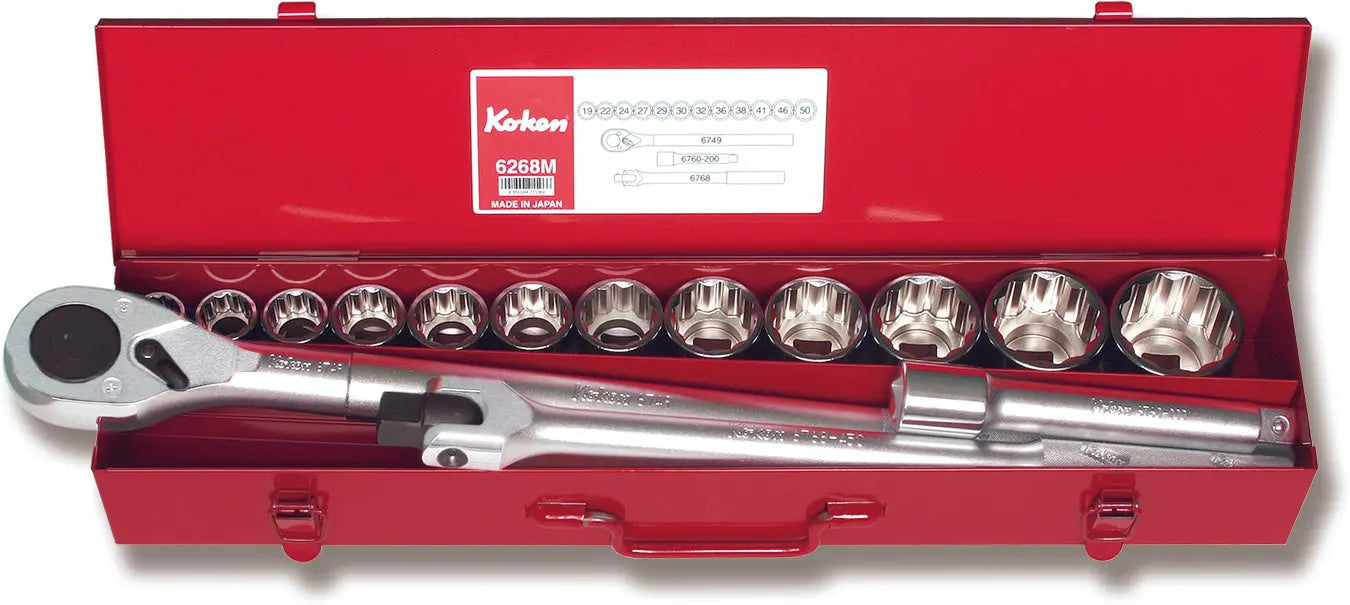 Ko-ken Tools 3/4 Sq. Dr. 15 Piece 12-Point Metric Socket Set 19-50mm Ko-ken Tools