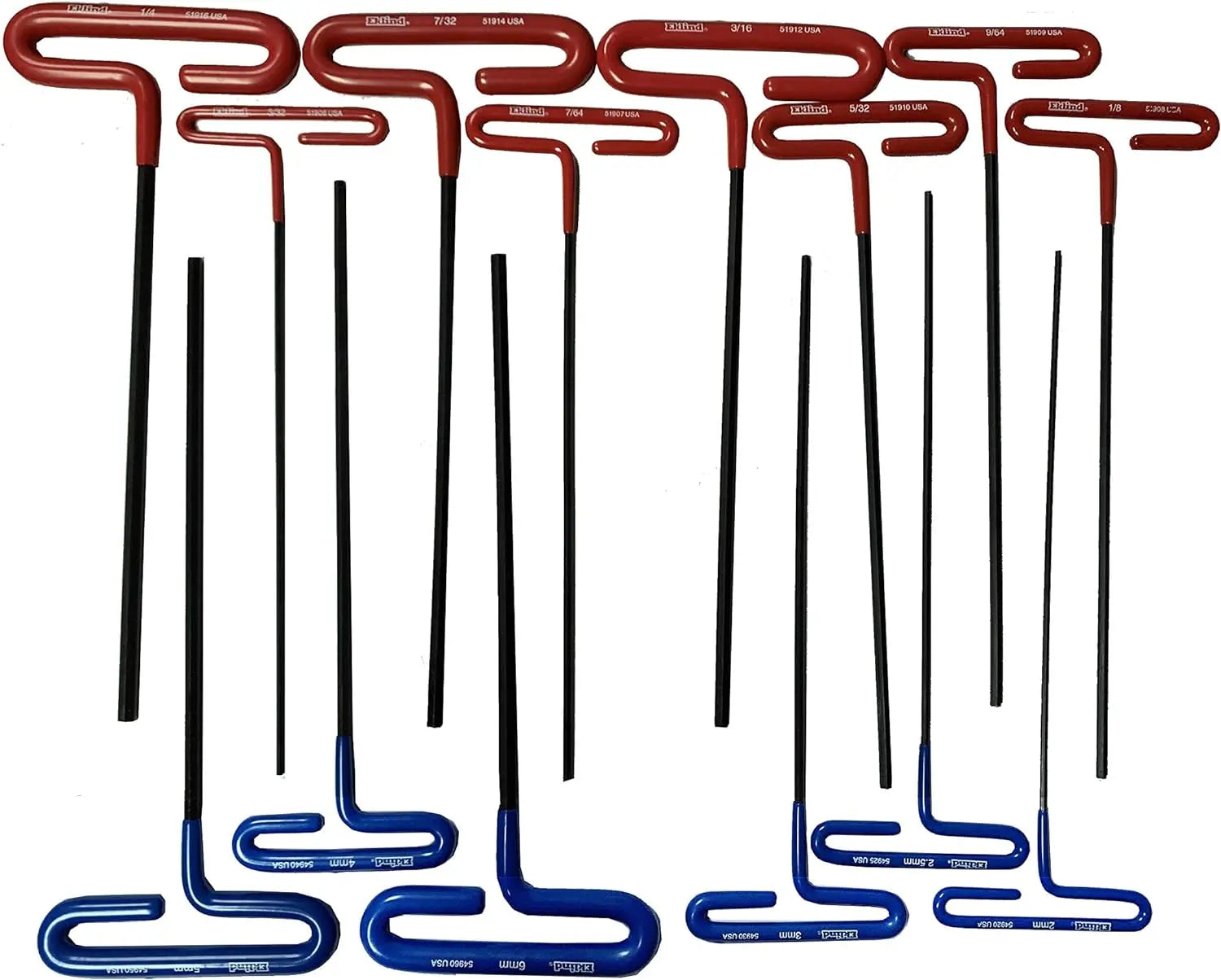 Eklind Set of 14 9 in Arm Cushion Grip Hexagon T-Key - EK 50914 Hexagon T-Key Set Eklind