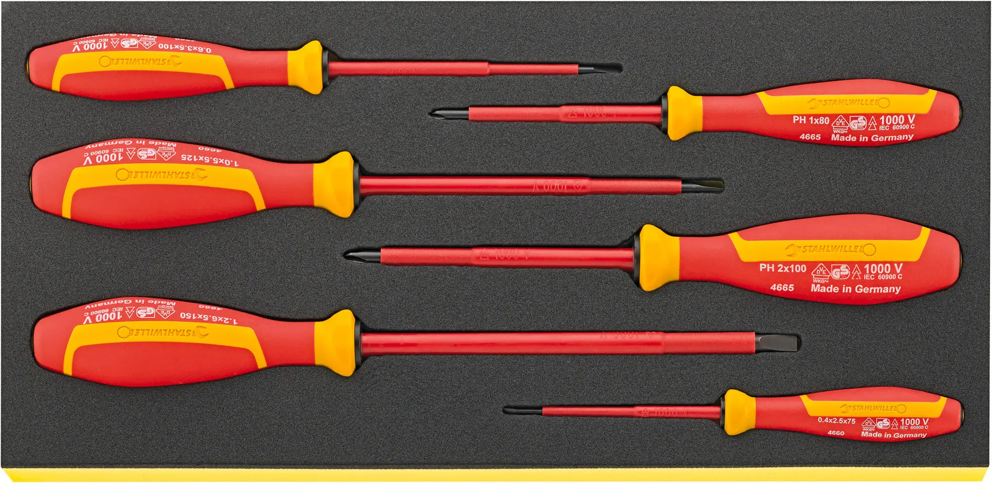 Stahlwille Set of 6 VDE Drall Screwdriver with TCS Insert - ST 96838766 Stahlwille